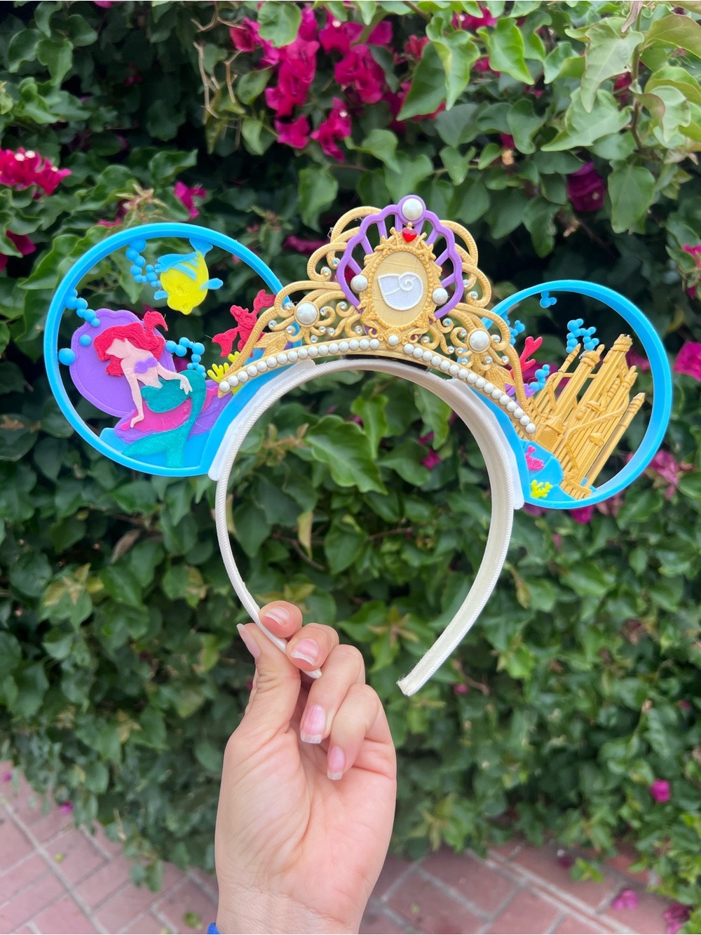 Disney Ariel The Little Mermaid Blue Pink Gold Mouse Ears Headband